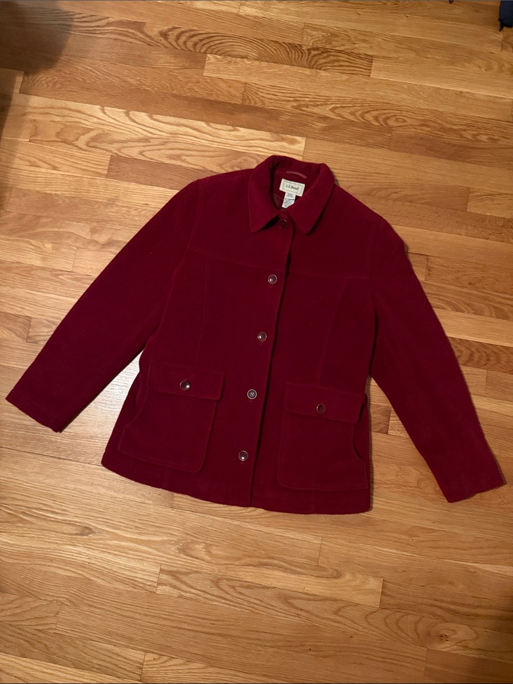 L.L. Bean Women's Deep Burgundy Button-Front Pea Coat